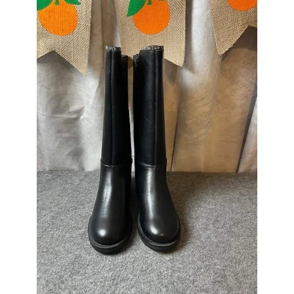 Steve Madden Youth Girls J-Alix Embellished Leather Boots, Black Size 13
